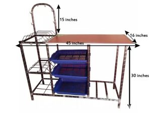 Gas Cooker/Stove Table Stand Kitchen Organiser Rack with Plate Rack