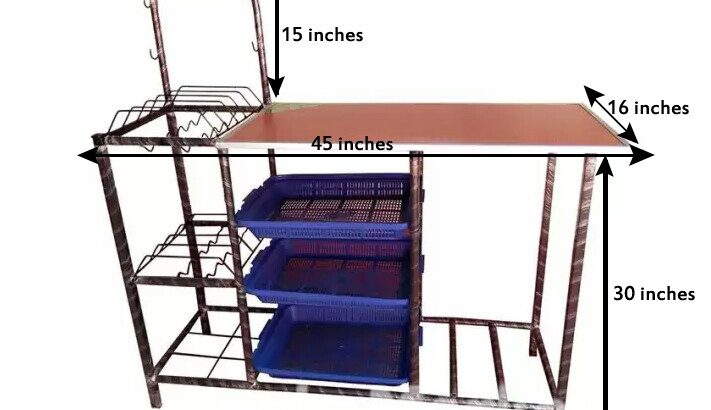Gas Cooker/Stove Table Stand Kitchen Organiser Rack with Plate Rack
