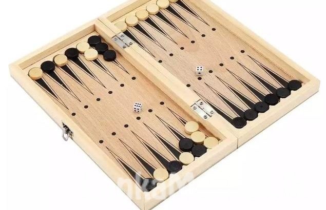 3 in 1 Wooden Chess Board / Wooden checkers / Wooden Backgammon