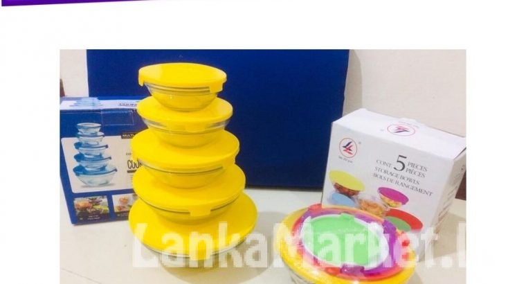 5pcs Glass Cooking Bowl Set with Lid (Microwave)