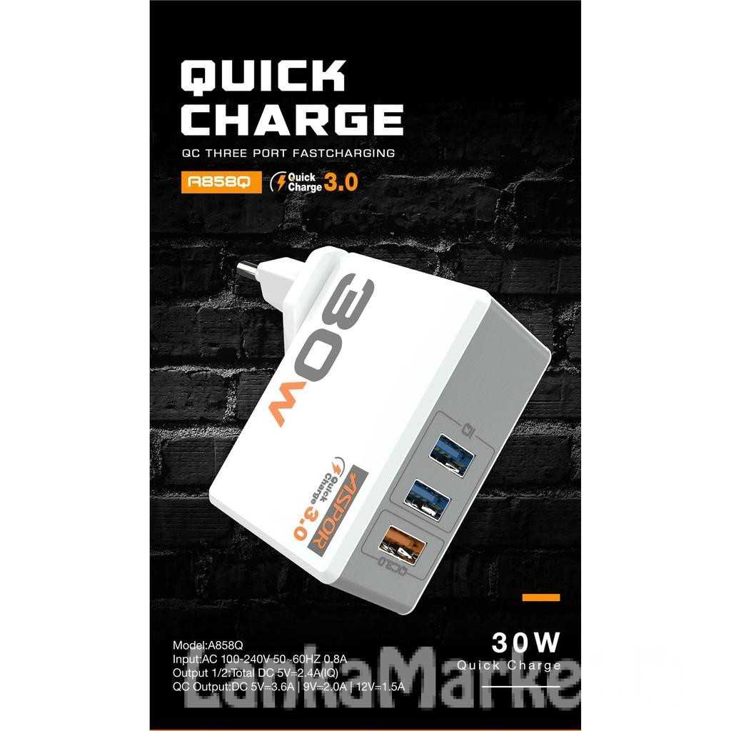 USB Quick Charge Adapter / USB Quick Charging  Adapter / Aspor A858 3.0 USB Quick Charge Adapter – 3 in 1