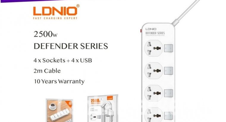 LDNIO Extension Power Cord / Power Socker / LDNIO SC4408/ 4 Power Socket With 4 USB Extension cord