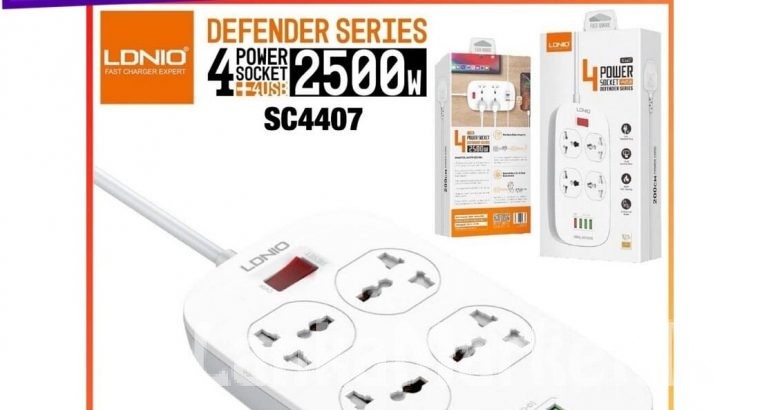 LDNIO Extension Power Cord / Power Socket / LDNIO SC4407/ 4 Power Socket With 4 USB Extension cord