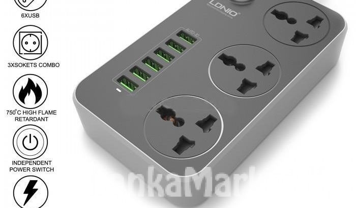 LDNIO 6 USB + 3 Socket Extension wire cord / 6 USB + 3 Power Socket