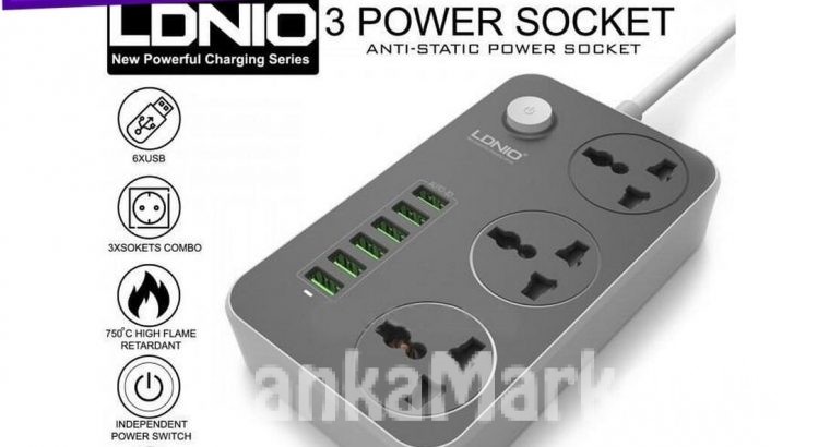 LDNIO 6 USB + 3 Socket Extension wire cord
