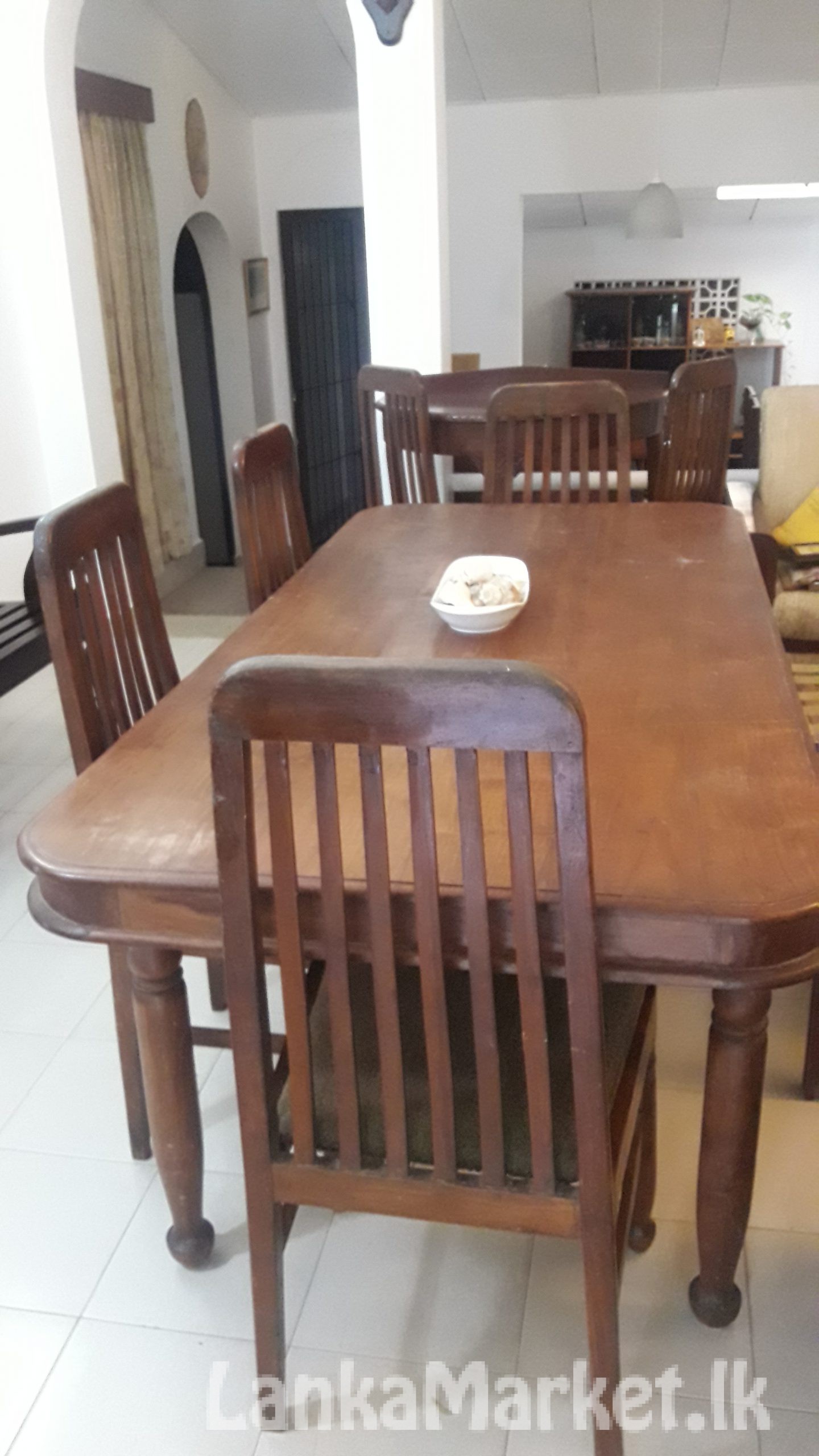 Dining table and six chairs teak