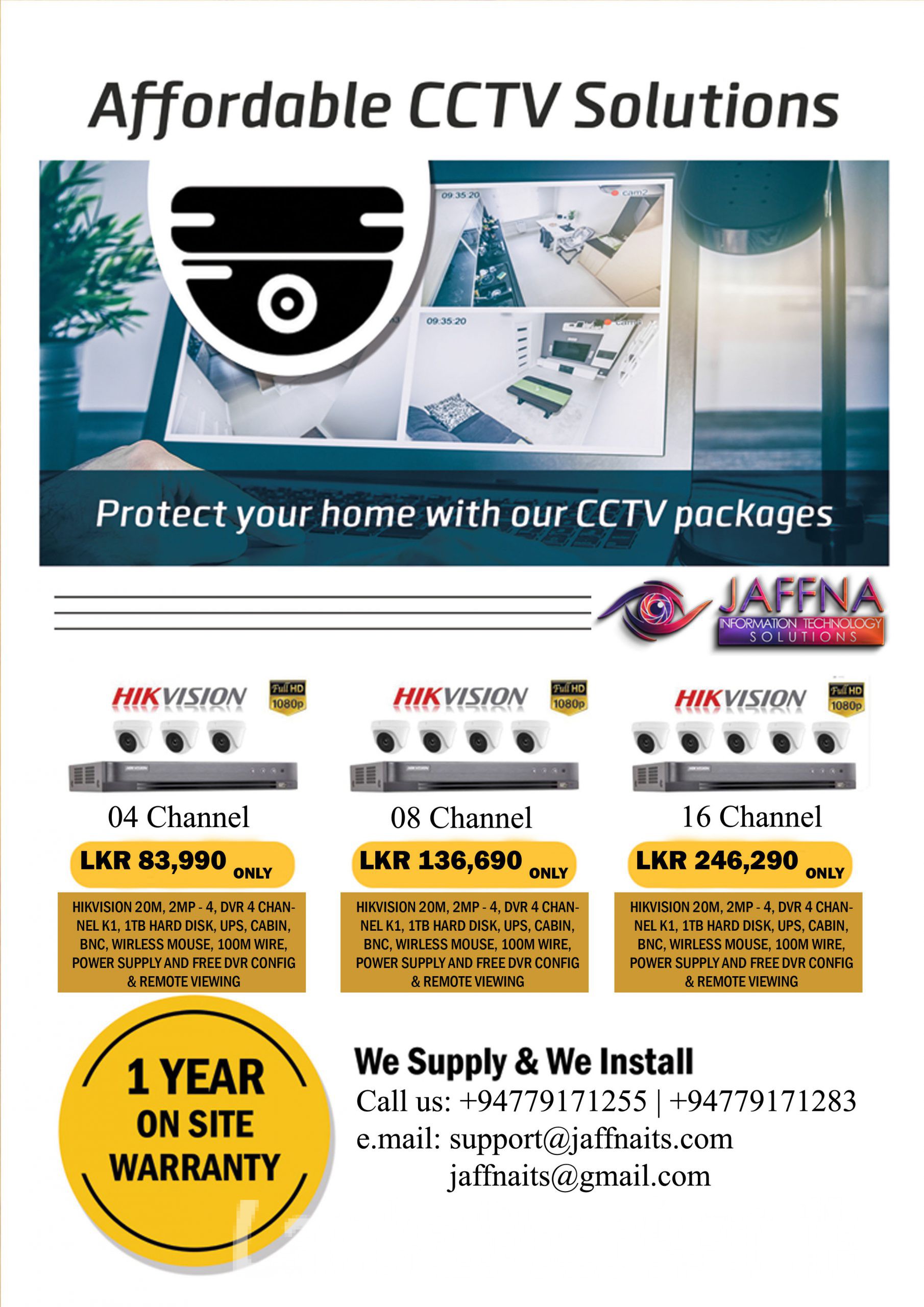 HIK VISION 04,08,16 K1 4MP SUPPORTED CCTV PACKAGES.