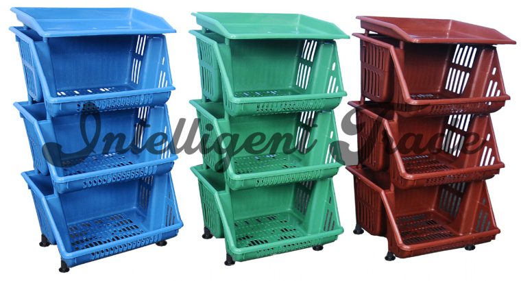 3 Tier Vegetable Storage Stacking Stacker Unit Rack Holder Fruit Basket Top Tray