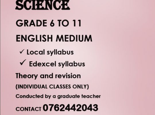 Science tuition 6/11 English medium Edexcel/ local syllabus