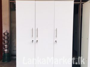 3D Melamine Plain Design White Cupboard