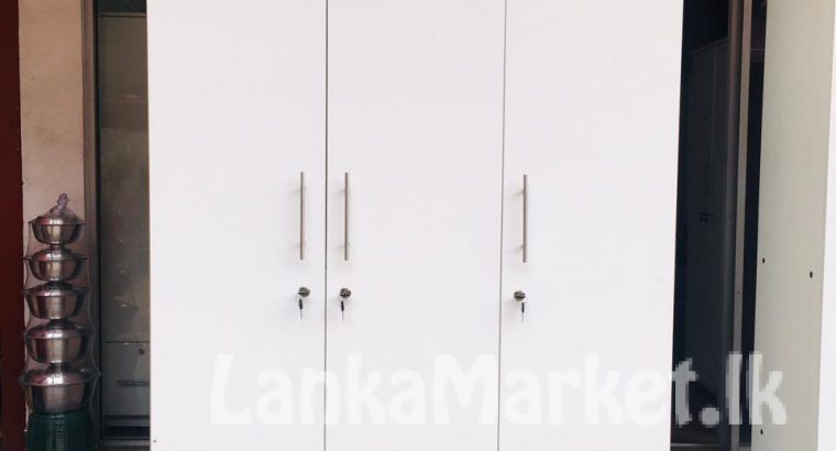 3D Melamine Plain Design White Cupboard