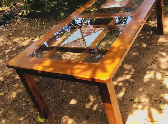 Glass Dining Table Teak Wood