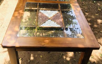 Glass Dining Table Teak Wood