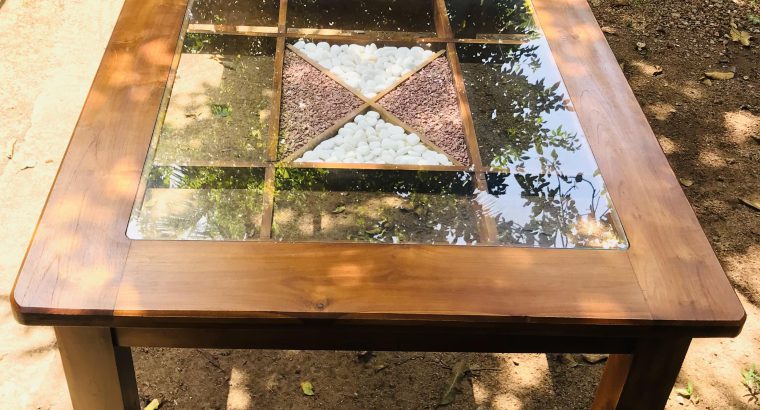 Glass Dining Table Teak Wood