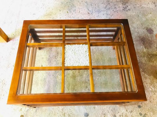 Glass Coffe Table Teak Wood