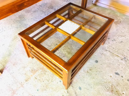 Glass Coffe Table Teak Wood