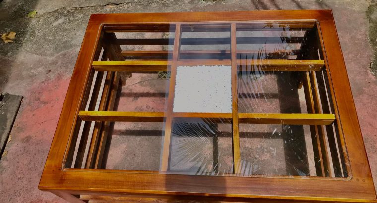 Glass Coffe Table Teak Wood