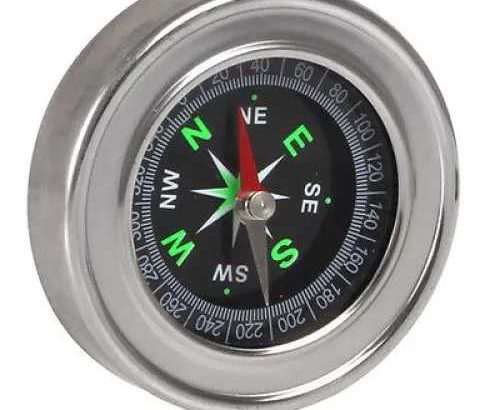 Compass Stainless Steel Silver 60mm Pocket Size For Outdoor Camping Hiking