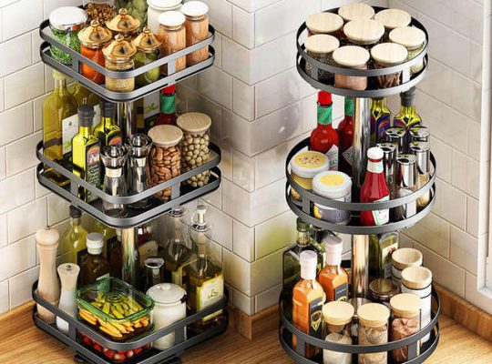 Factory Wholesale Can Rotating kitchen condiments storage holders & racks multi-functional round square kitchen storage rack