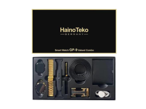 Haino Teko Germany Smart Watch GP-9 Combo of 2 Smart Watch Round and Series 8 Pen Leather Belt and Leather Wallet In 1 Gift Box