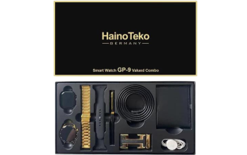 Haino Teko Germany Smart Watch GP-9 Combo of 2 Smart Watch Round and Series 8 Pen Leather Belt and Leather Wallet In 1 Gift Box