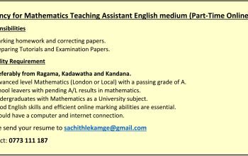 Vacancy for Mathematics Teaching Assistant English