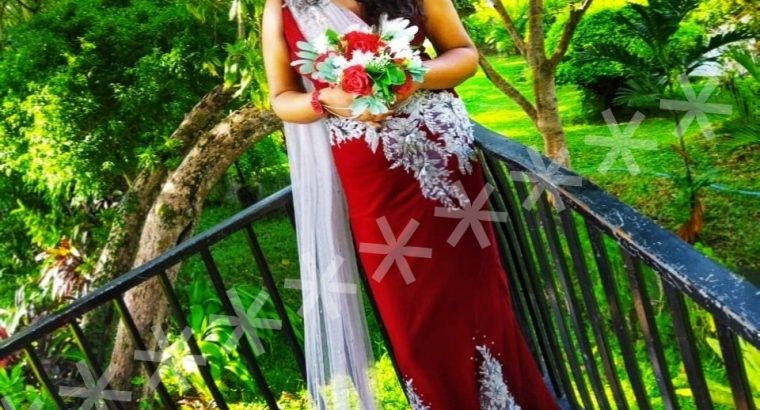 New modern homecoming bridal saree frock