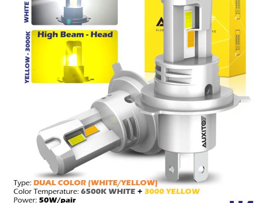 AUXITO H4 Dual Color Hi Lo Beam LED Headlight Bulb